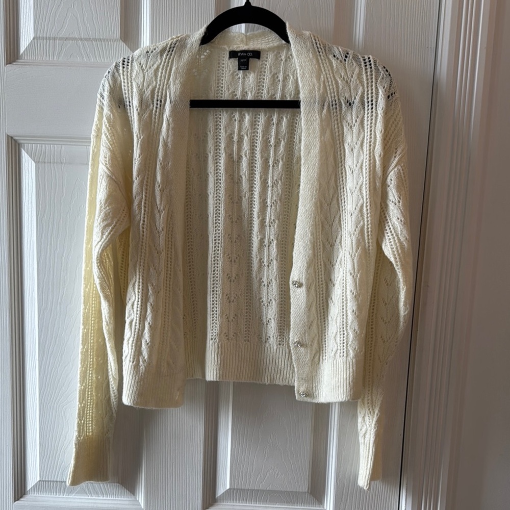 Chic Cream Open-Front Sweater